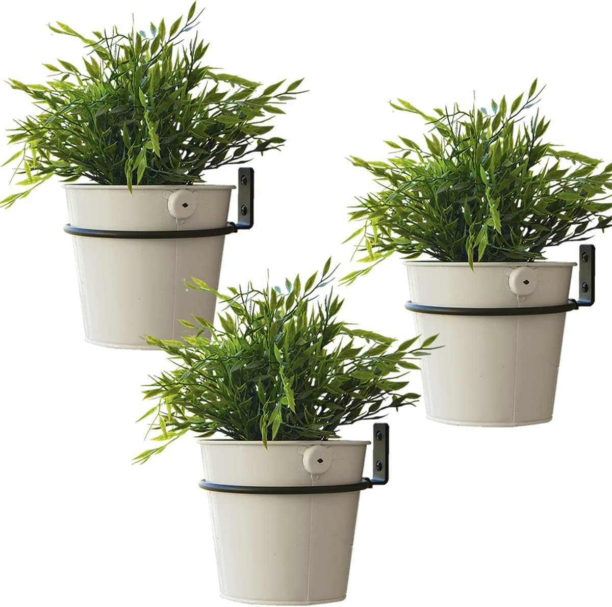 6 Inch Flower Pot Holder Ring, Set of 3 Pot Wall Mounted Metal Planter Hanger, Collapsible Bracket, Iron Black